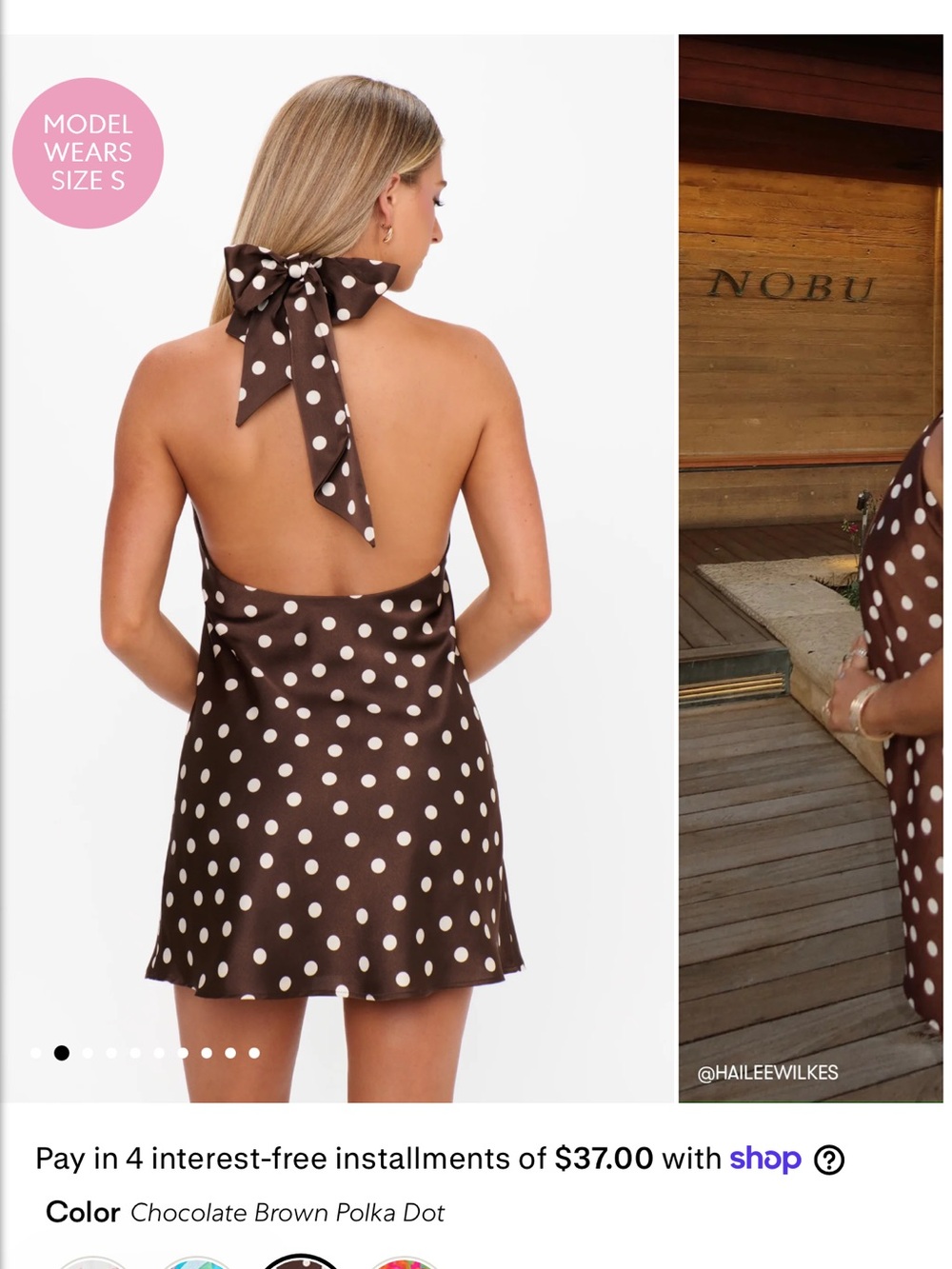 Show Me Your Mumu Mini Dress Chocolate Brown White Polka Dot Halter - new - Picture 4 of 4